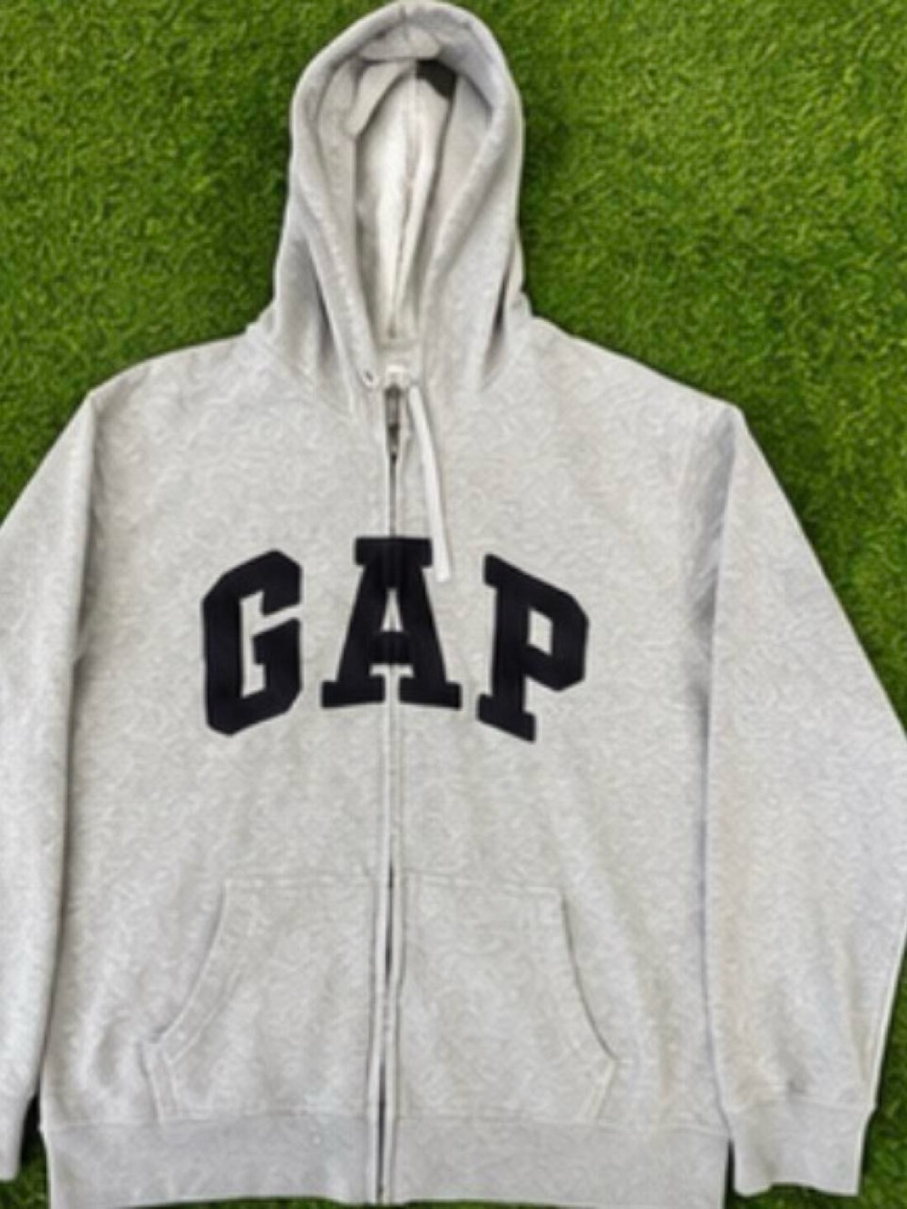 GAP Light Gray Zip Hoodie with Black Logo
